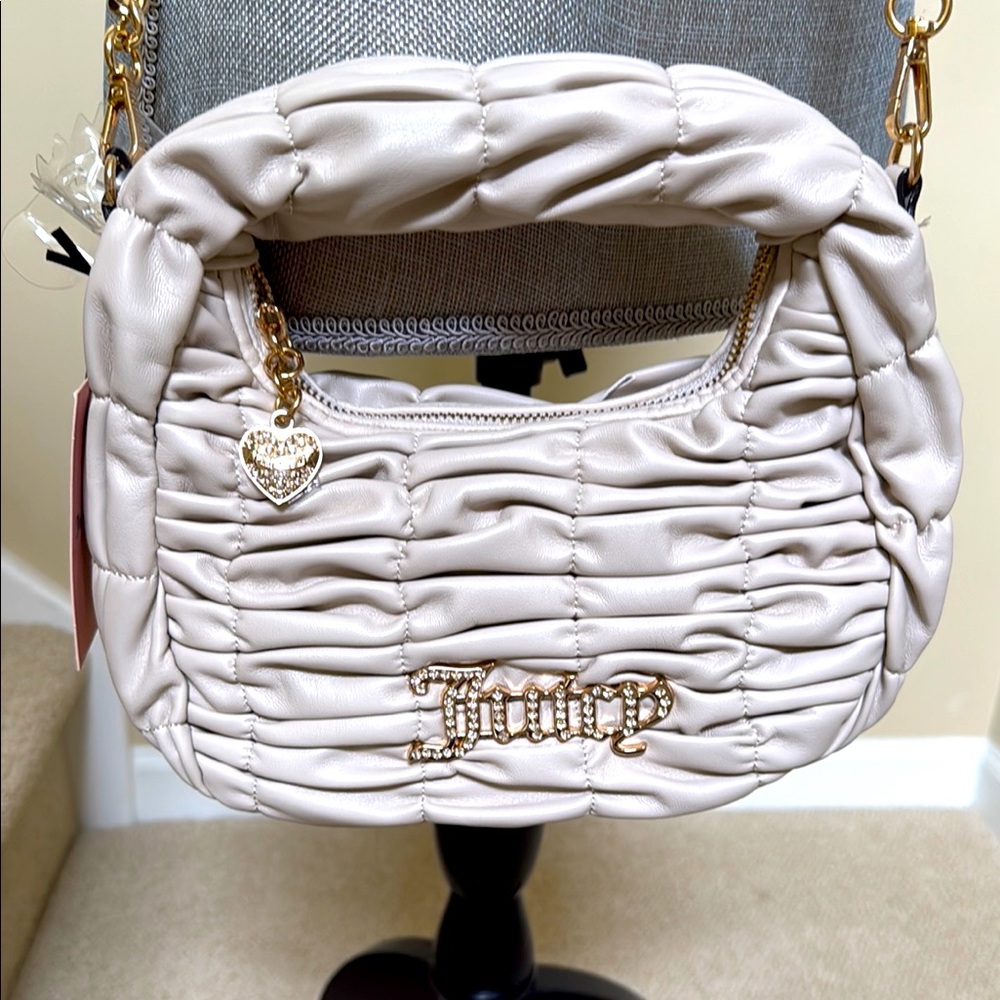 Juicy Couture Quilted Cream Handbag/crossbody bag- Part chain/part faux leather.